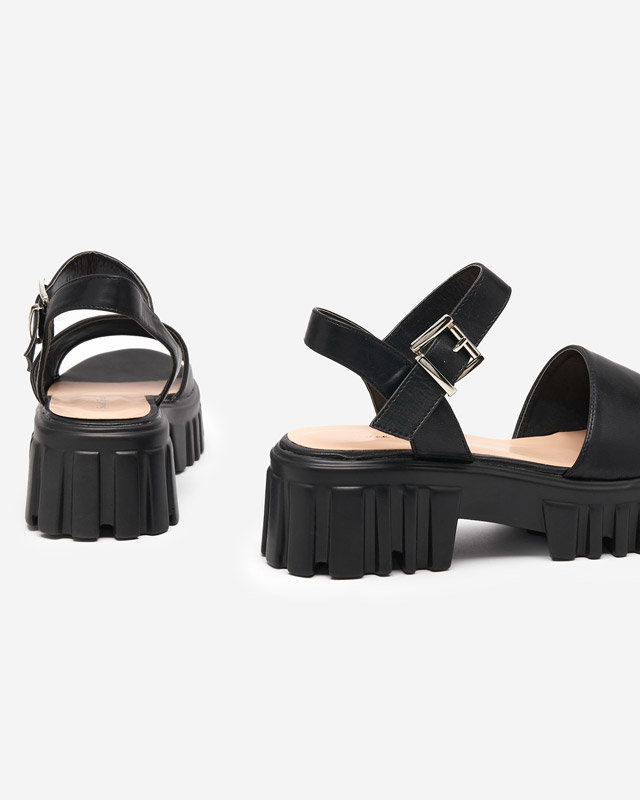 OUTLET Black women's sandals on a thicker sole Nerile - Footwear