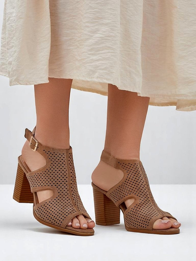 Royalfashion Women’s perforated block‑heel sandals Abetle