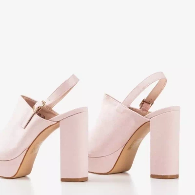 OUTLET Светло-розовые босоножки из эко-замши на высокой стойке Tripsi-Shoes