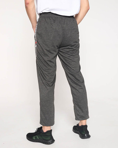 Men's dark gray sweatpants with inscriptions - Clothing