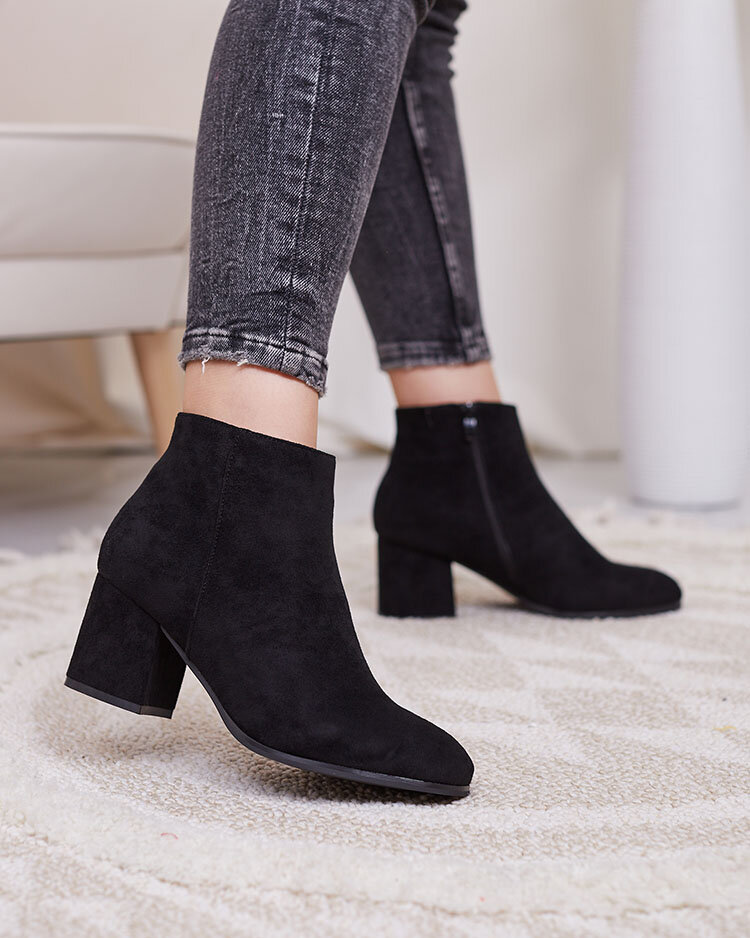 Royalfashion Black women's low stiletto boots Referra