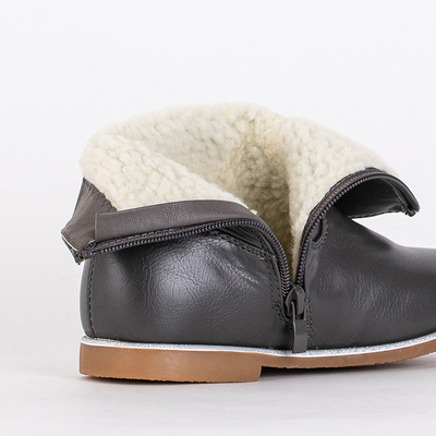 Gray girls boots with a decorative upper Noksimi - Footwear