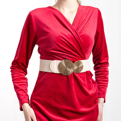 Ladies 'beige elastic belt with a buckle - Accessories