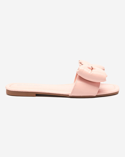 OUTLET Pink women's slippers with a Macline bow - Shoes