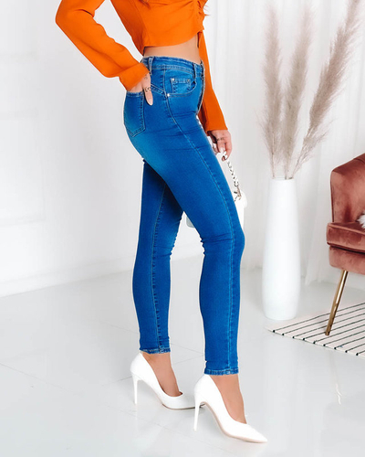 Classic women's tube jeans in blue- Clothing