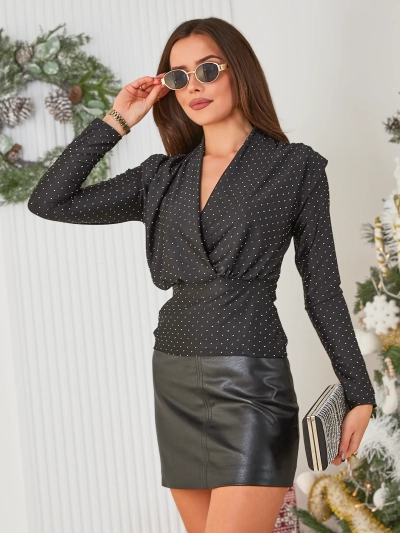 Royalfashion Women's blouse with zirconias