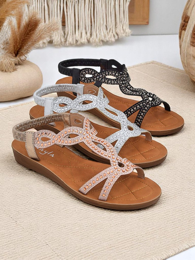 Royal Fashion Women's Ava Shine sandals with decorative straps