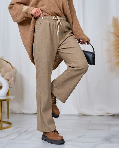 Royalfashion Women's corduroy fabric pants in khaki color