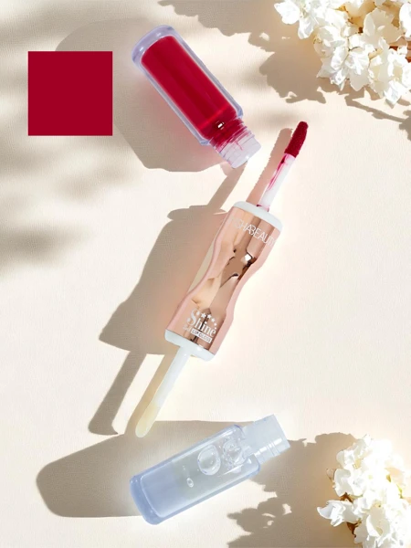 Lipstick and clear lip gloss 2-in-1 Russian Red