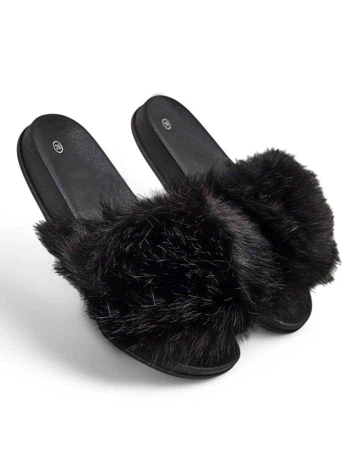 Women's maroon slippers with fur Nonna- Shoes