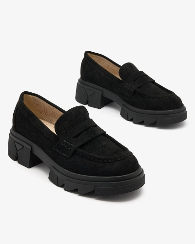 Royalfashion Черные женские ажурные мокасины Lace Glide