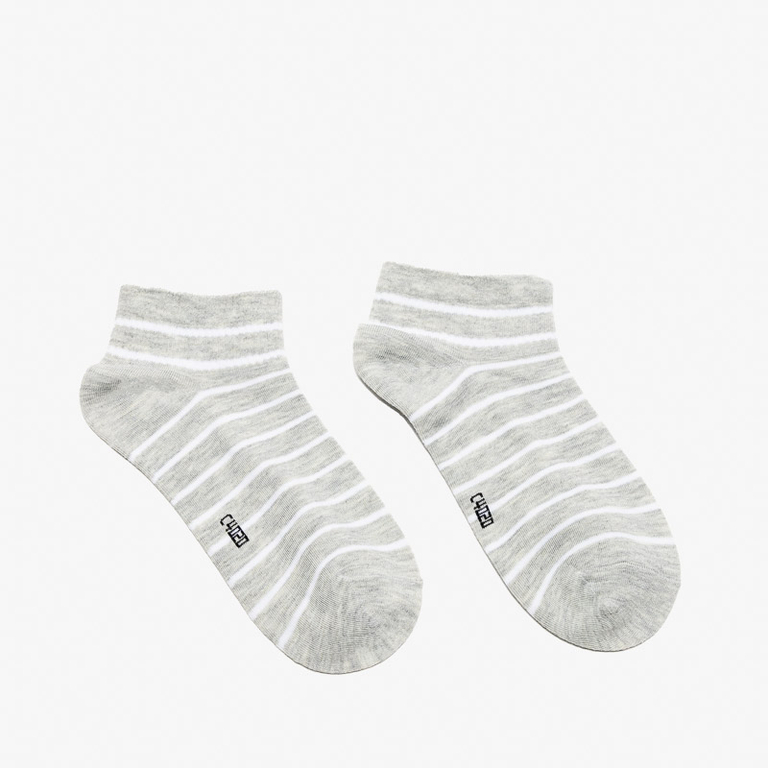 Серые женские носки в полоску - Нижнее белье