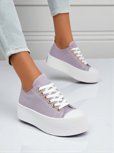 Purple Callista women's platform sneakers – summer/autumn, flat heel