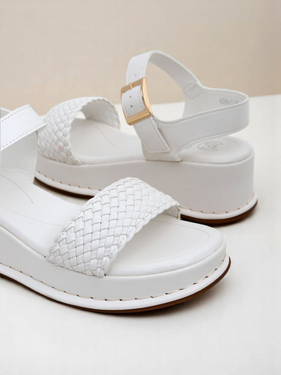 Royalfashion Sieviešu platformas sandales ar pītu siksniņu Fiolle