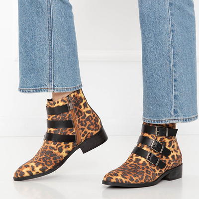 Sieviešu zābaki ar leoparda rakstu ar plakaniem papēžiem Leopado - Shoes