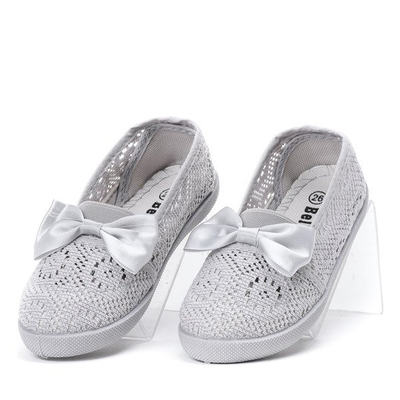 OUTLET Gray girls' sneakers with a satin bow Sugar Boomb - Footwear
