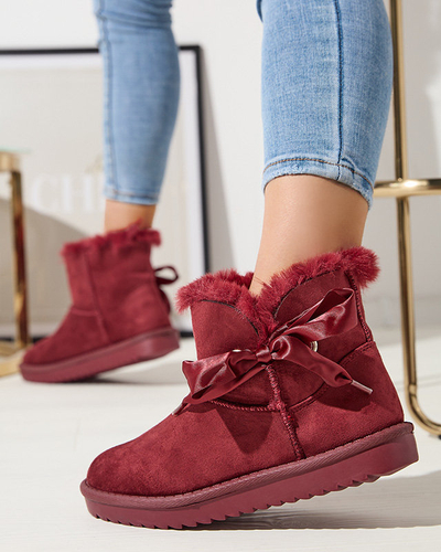 OUTLET Bordo krāsas sieviešu sniega zābaki ar loku Rimms- Footwear