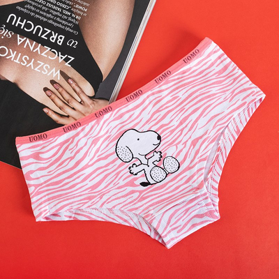Women's coral cotton patterned panties with a doggy print - Clothing