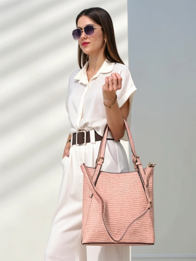 Royalfashion Women's large patent leather handbag with embossing