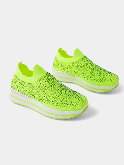 Royalfashion Women's slip-on fabric sports shoes with rhinestones Adeq