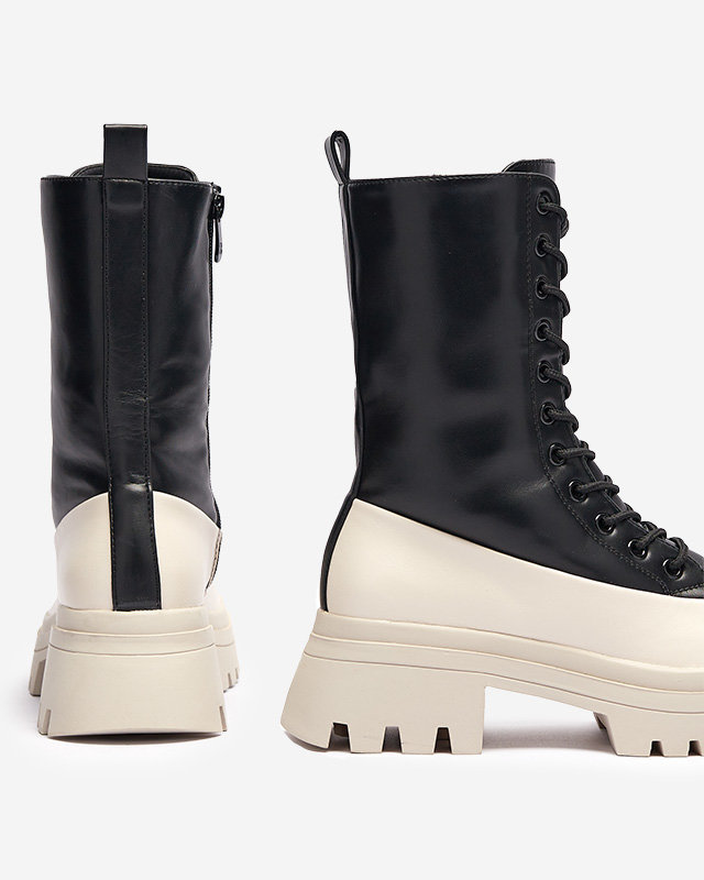 Black and beige women's high boots Susker - Footwear