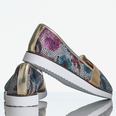 Women's multicolored ballerinas with a gold Nasulsha finish - Footwear
