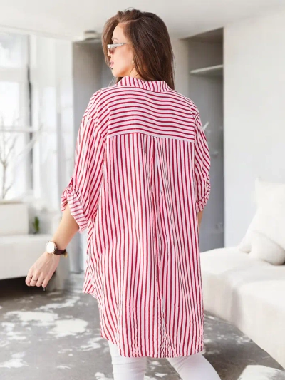 Royalfashion Viskozes garš sieviešu svītrains krekls