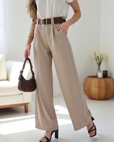 Royalfashion Wide women's trousers with a belt
