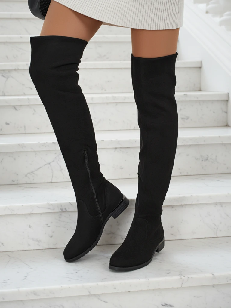 Venus Black Leather Elegant Autumn Women's Boots