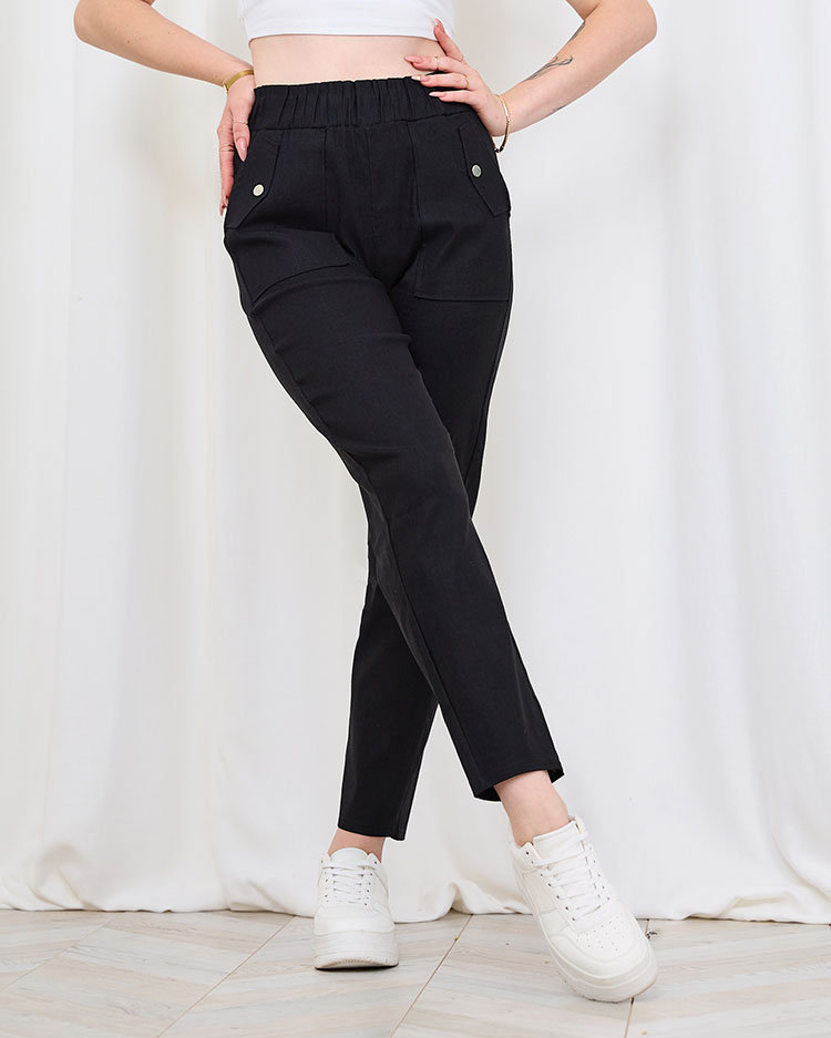 Royalfashion Black women's straight fabric pants