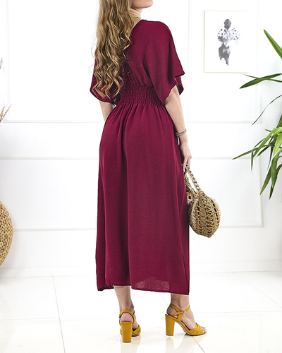Bordo krāsas sieviešu midi kleita PLUS SIZE- Apģērbi