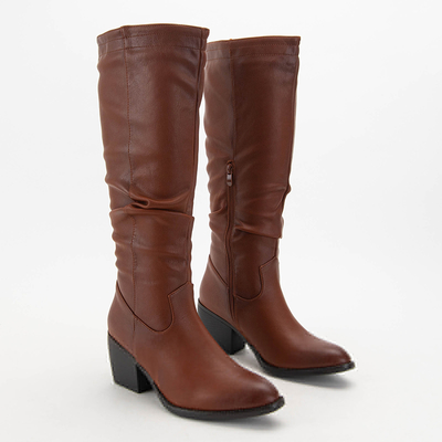 Brown women's knee-high boots Tarisa- Footwear