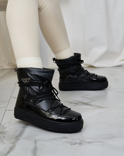 Royalfashion Женские ботинки-слипы a'la snow boots черного цвета Nevsone