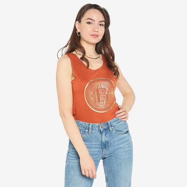 Ladies' top with golden camel print - Clothing