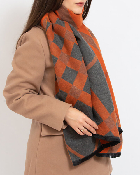 Royalfashion Gray-orange women's lightweight scarf with print