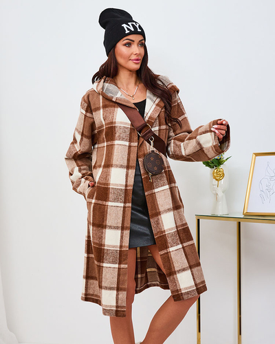 Royalfashion Brown women's checkered coat