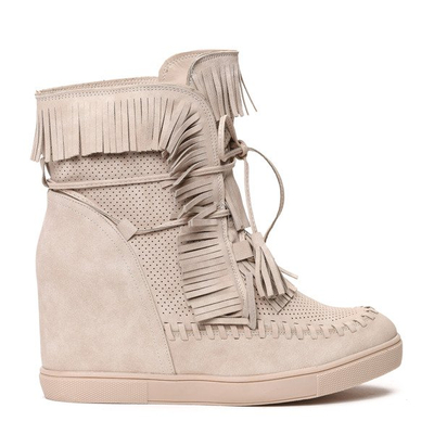 Beżowe sneakersy na krytym koturnie Emerson - Obuwie