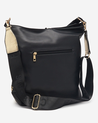 Black and gold women's handbag with decorative stripes - Accessories