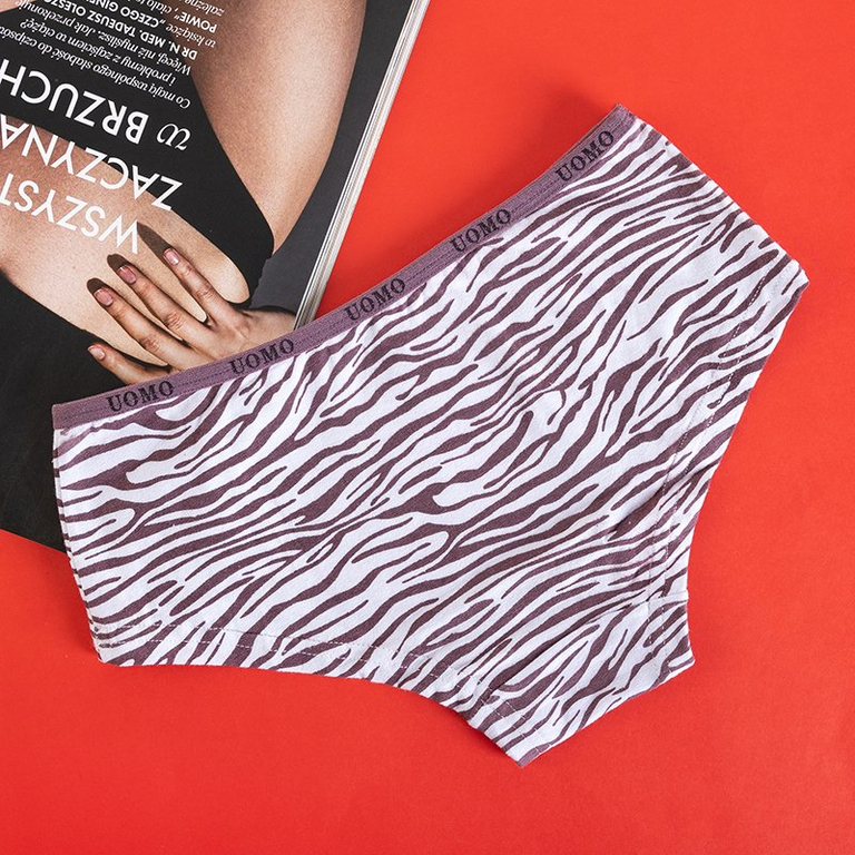 Women's brown cotton patterned panties with a doggy print - Clothing