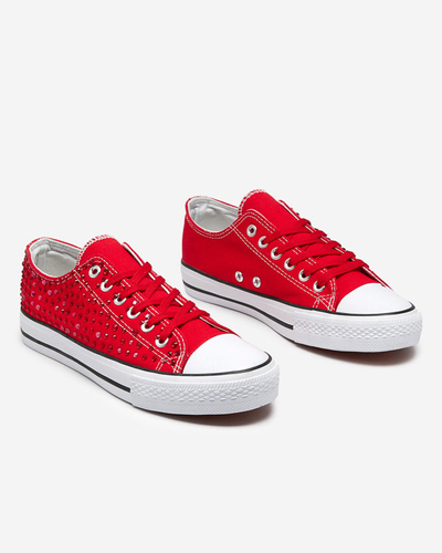OUTLET Women's sneakers with colored red zircons Amando- Footwear