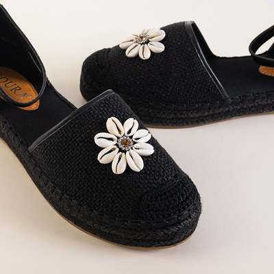 OUTLET Black women's sandals a'la espadrilles on the Maybel platform - Footwear