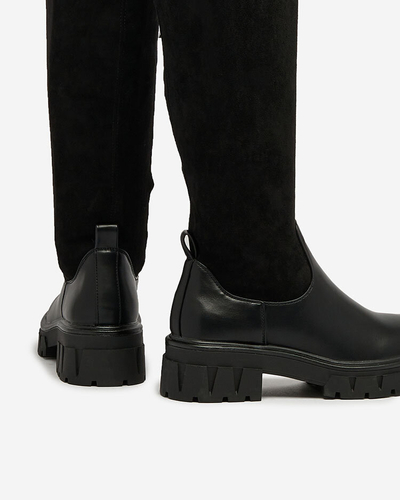 Royalfashion Black women's slip-on over-the-knee boots Retamon