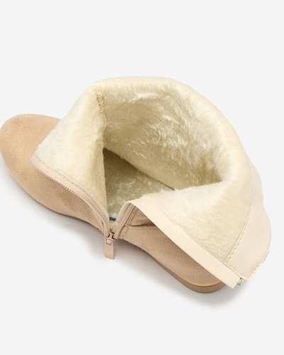 Royalfashion Bēšas krāsas eko- zamšādas zābaki ar paslēptu enkuru Lovely