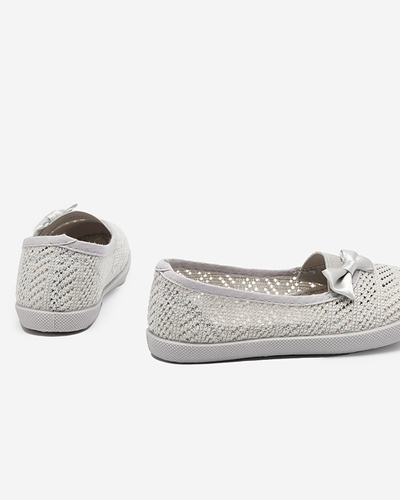 Gray openwork sneakers for girls with a bow Apllo - Shoes