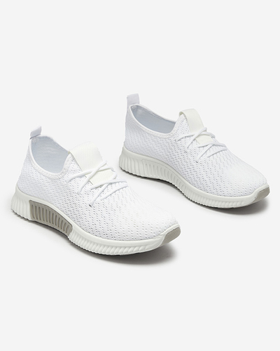 White women's fabric sports shoes Vobbu- Footwear