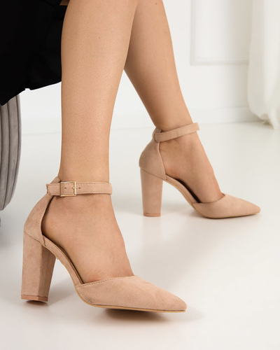 Beige women's sandals on the Kinotia post - Footwear