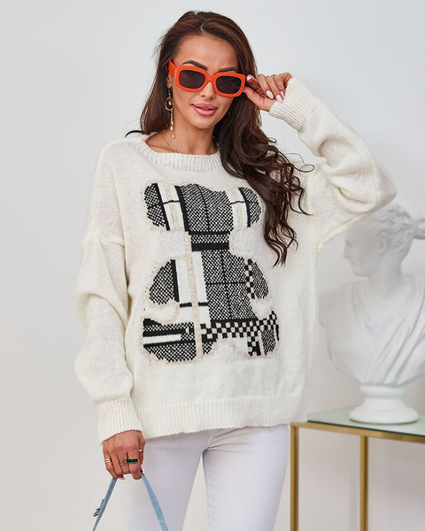 Royalfashion Cream Women's Teddy Bear Sweater