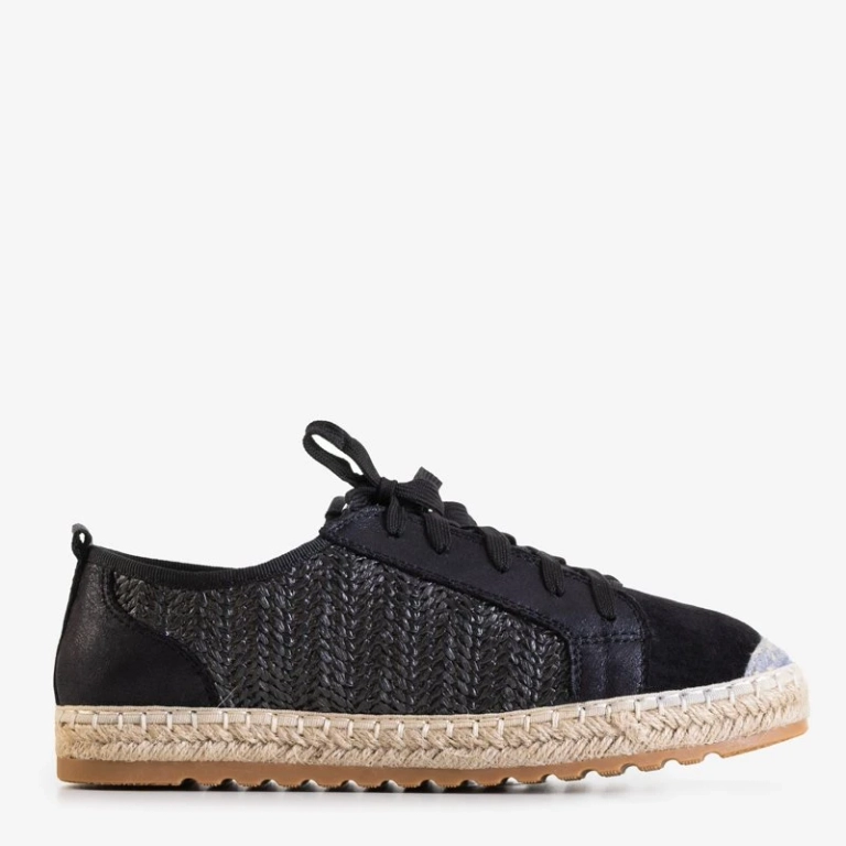 OUTLET Черные женские кроссовки a'la espadrilles Fesmav - Обувь