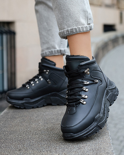 Black eco leather snow boots Rueq- Footwear