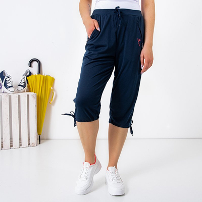 Navy blue women's short pants with pockets PLUS SIZE - Clothing